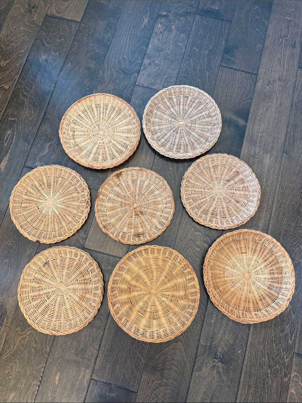 Handwoven Natural Rattan Coaster Set — 8-Pack